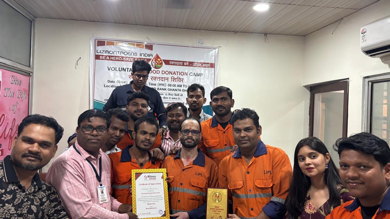 नेशनल सेफ्टी मंथ के अवसर पर LIPL सेफ्टी टीम द्वारा स्वैच्छिक रक्तदान शिविर का किया गया आयोजन, रक्तदान करने वालों को प्रशस्ति पत्र देकर किया गया सम्मानित